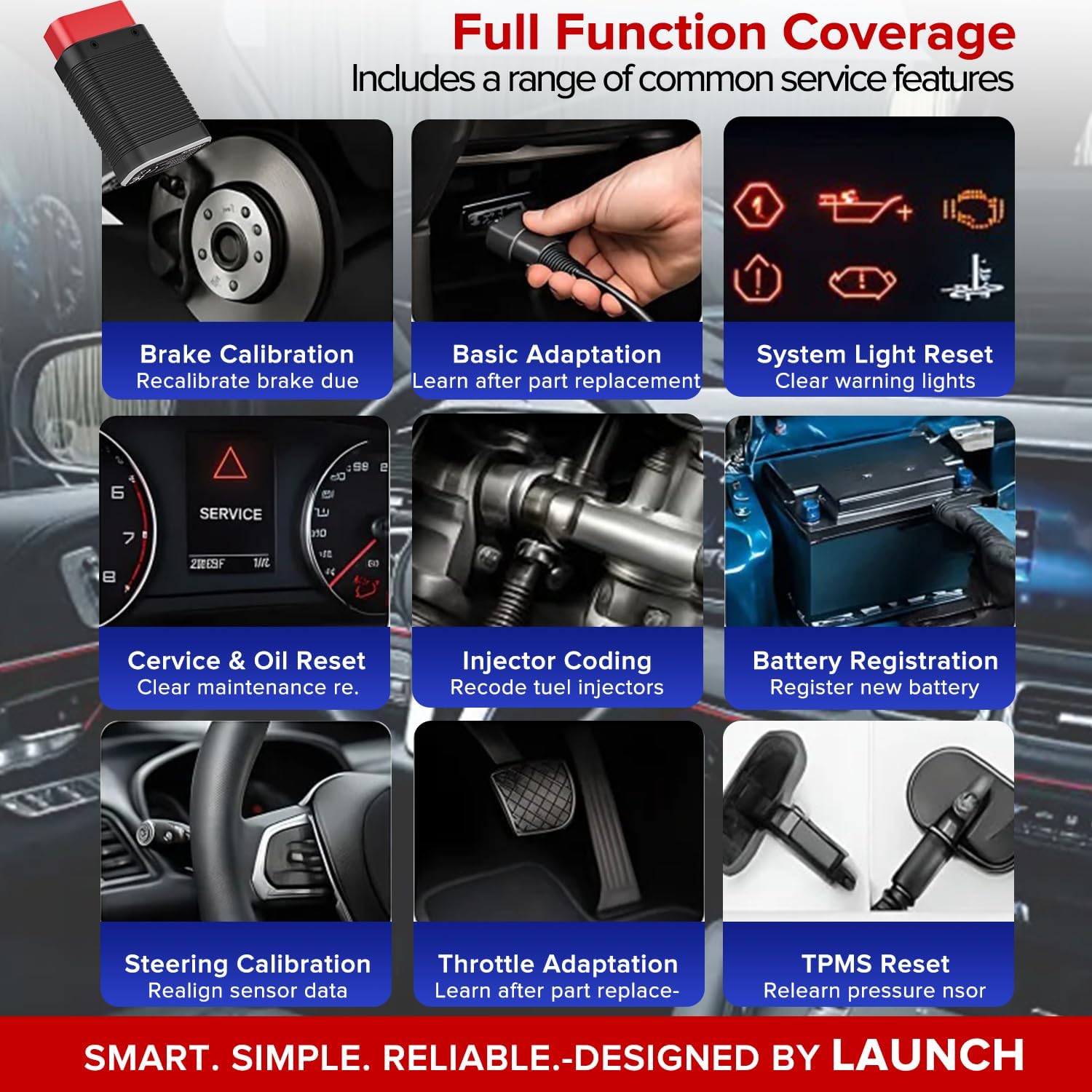 LAUNCH AIOBD Bluetooth OBD2 Scanner, Free Engine Diagnostics, Optional Subscription for Full System & Reset Functions, AI Code Explain, Cost Estimate, iOS Android, 1996+ OBDII Cars