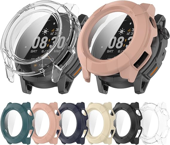 Disscool Full Coverage Case with Screen Protector Compatible with COROS NOMAD PC and Real Glass Protective Case Cover Smart Watch Accessories(Black)