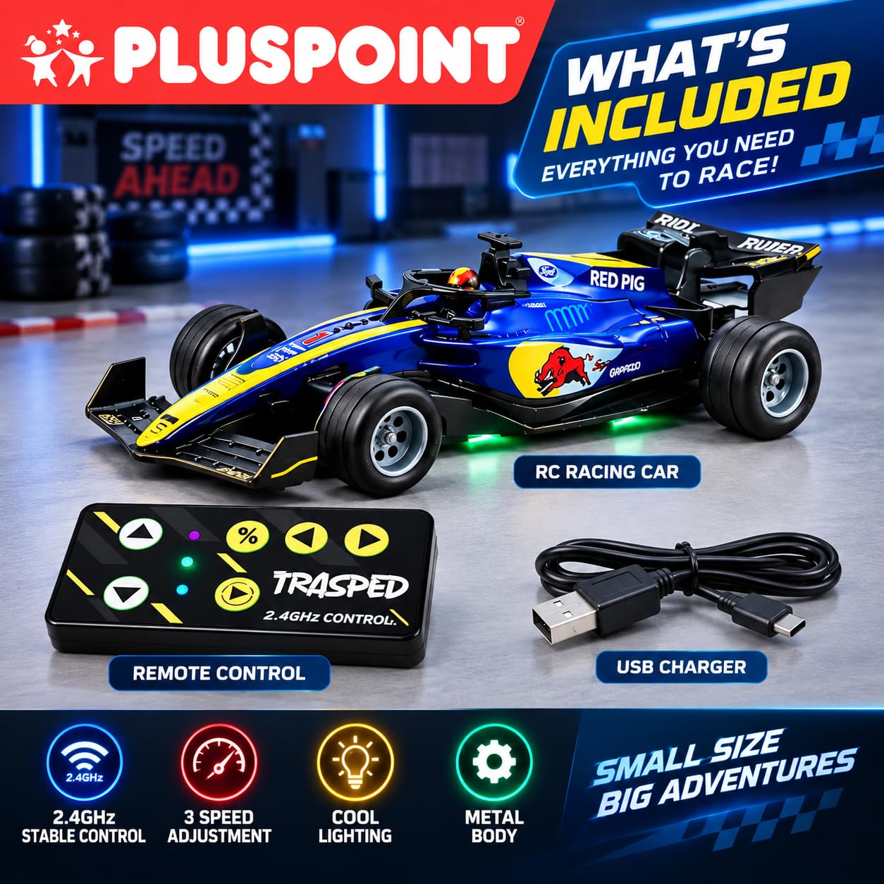 F1 RC Car with LED Lights - 2.4GHz Remote Control -6 F1 RC Car with LED Lights - 2.4GHz Remote Control -6