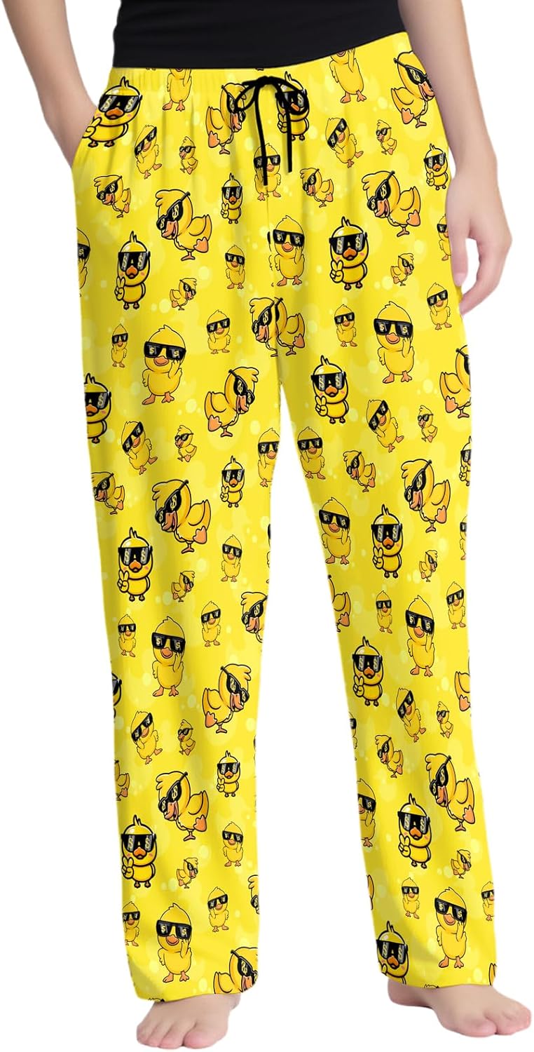 Duck Men's Pajama Pants with Pockets Elastic Waistband Breathable Lightweight Sleep Pants for Men Soft Lounge Pants M