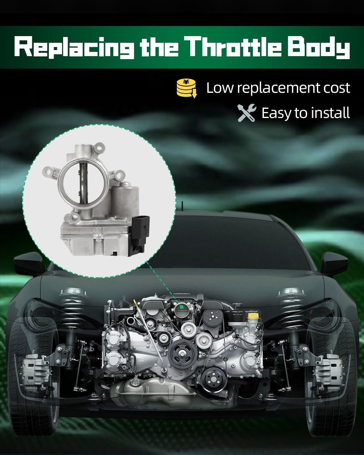 SCITOO Electronic Throttle Body Assembly Compatible with 10-13 for Audi for A3 & 13-15 for Volkswagen for Beetle, 10-14 for Golf, 09-14 for Jetta, 2.0L, Replace 03G128063D, 03G128063S