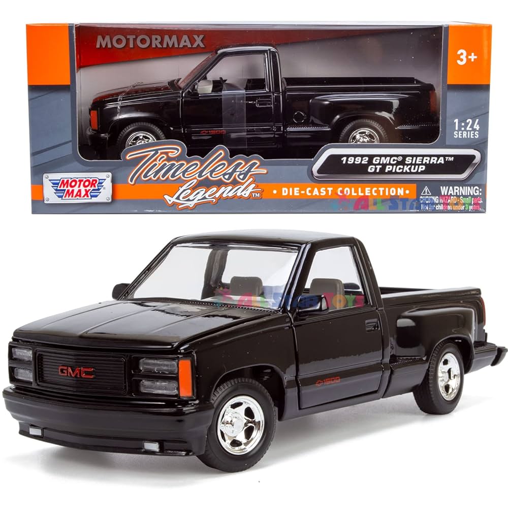 モーターマックス 1/24 1992 GMC シエラ GT PICKUP BLK Motormax 1992 GMC Sierra GT Pickup Truck 1/24 Diecast Model