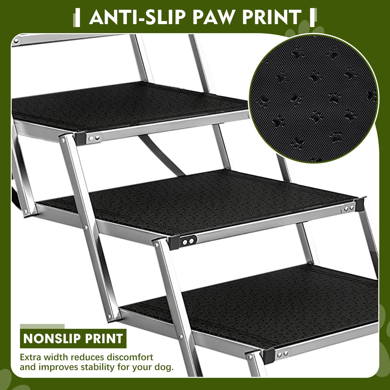 Hundetreppe Für Große Hunde, Extra Breit 4 Stufen Hunderampe Klappbar, Leichte Und rutschfeste Hundetreppe Für Auto, Lastwagen Und SUV, Unterstützung Bis 100 KG