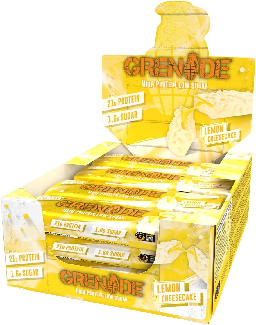 Grenade High Protein and Low Carb Bar, 12 x 60 g - Lemon Cheesecake