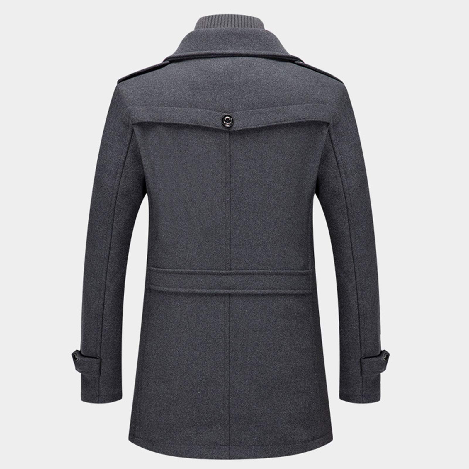 Männer Warmer Wollmantel, abnehmbare Doppelkragen Erbsen-Mäntel Casual Winter Business Slim Fit Jacke Plus Baumwollfutter Dicker Abzug im Freien
