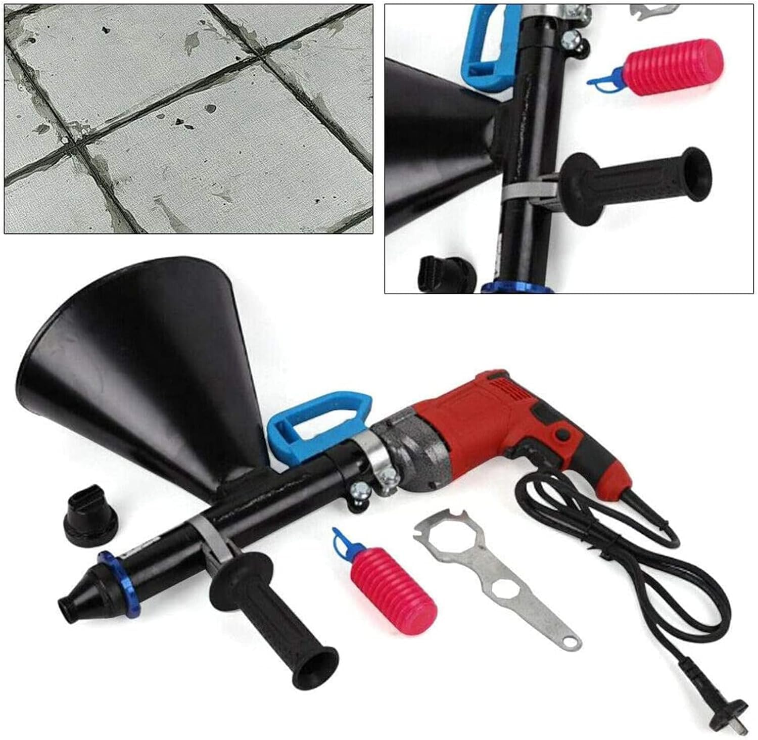 Pistola elettrica per malta e stuccatura in acciaio inox, strumento portatile per la stuccatura e la sigillatura del cemento con ugelli piatti e rotondi, 700 W