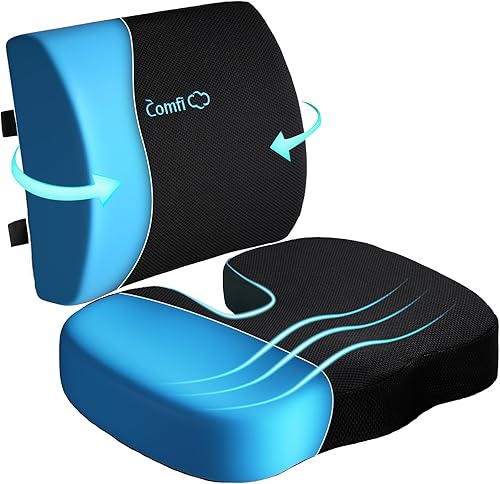 Cojín de asiento de coxis y almohada de apoyo lumbar para silla de oficina, gel infundido, cojín ortopédico para asiento de automóvil, cojín de