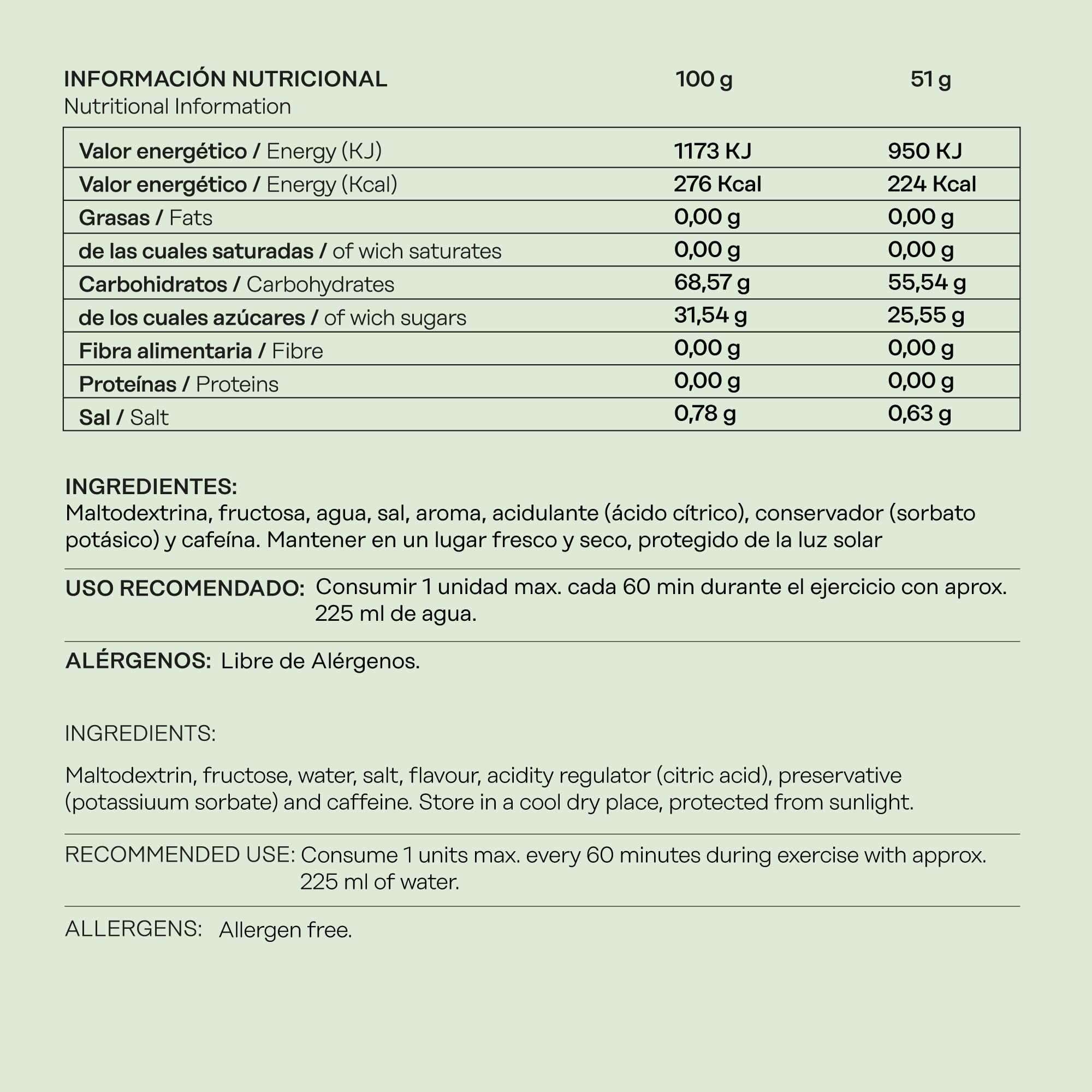 Gel Energetico Lima con Cafeina - Pack 24 Geles x 81g - Geles Energeticos Ciclismo - Rico en Carbohidratos 56 g Maltodextrina y Fructosa - SIN GLUTEN - Vegano