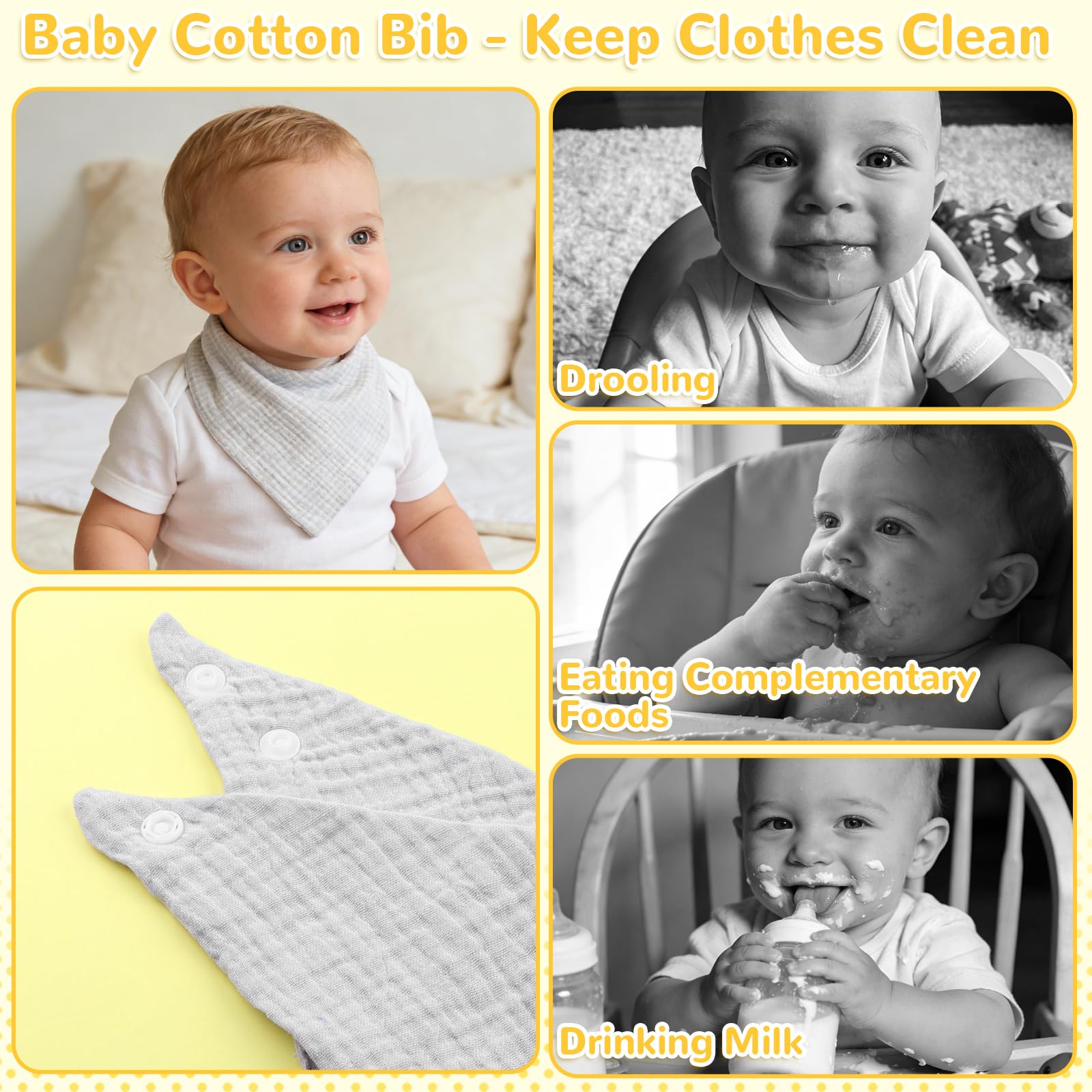 DRAKEWOOD Gris 6 en 1 Canastilla Bebe Recien Nacido Unisex con Toalla Baño Babero Triangular Calcetines Sonajero Tarjetas de Hitos y Mantita de Apego Gato - Set de Regalo Nacimiento para Niña Niño — view 5