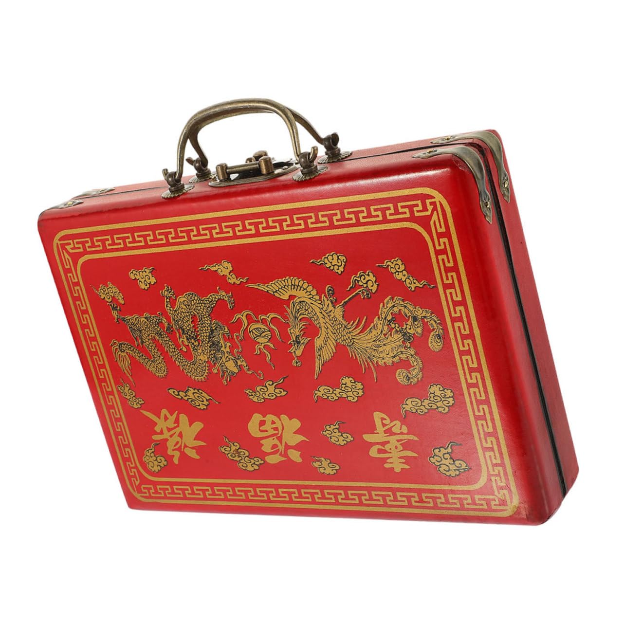 BESTonZON Portable Mahjong Case Mahjong Packing Box Vintage Style Storage Solution