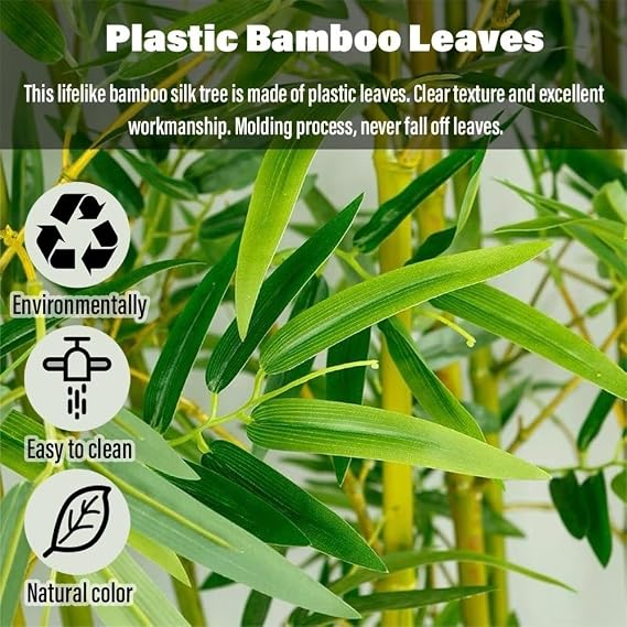 Large Artificial Bamboo Tree Fake Plant Indoor Outdoor 3ft 4ft 5ft 6ft 6.5ft 7ft 8ft Tall, Thin Faux Bamboo Plants with Encrypted Silk Leaves for Yard Privacy Screen Fence DIY Decor(30 Bamboos,2m/6.5f