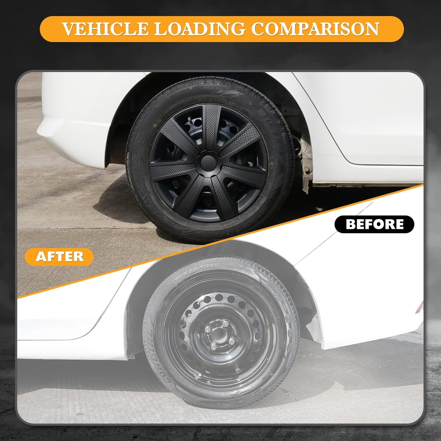 15 Inch Hubcaps,Universal Black Matte&Mould Wheel Rim Covers–Set of 4 ABS&PC Material Hub caps,Snap-on Replacement Caps for Car,Pickup Truck,SUV-15 Black Matte&Mould Texture 4-Pack