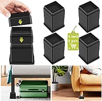 Vista 25 de Paquete de 12 elevadores de muebles de 1 pulgada, elevadores de cama ajustables resistentes para mesa, escritorio, sofá, gabinete, marco de cama