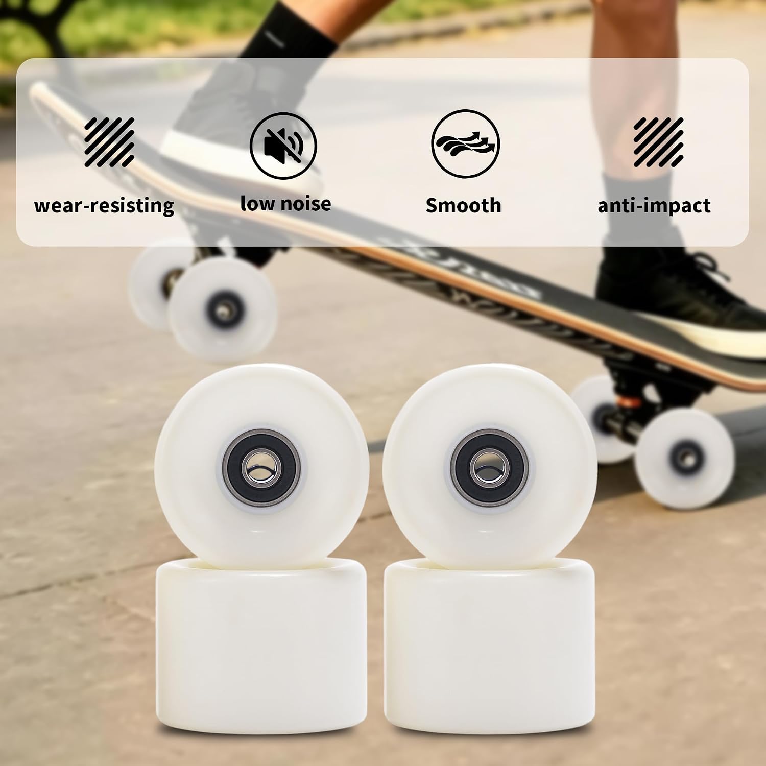 60mm 80A Skateboard Wheels 4 Pack | With Bearings, For Mini Cruiser