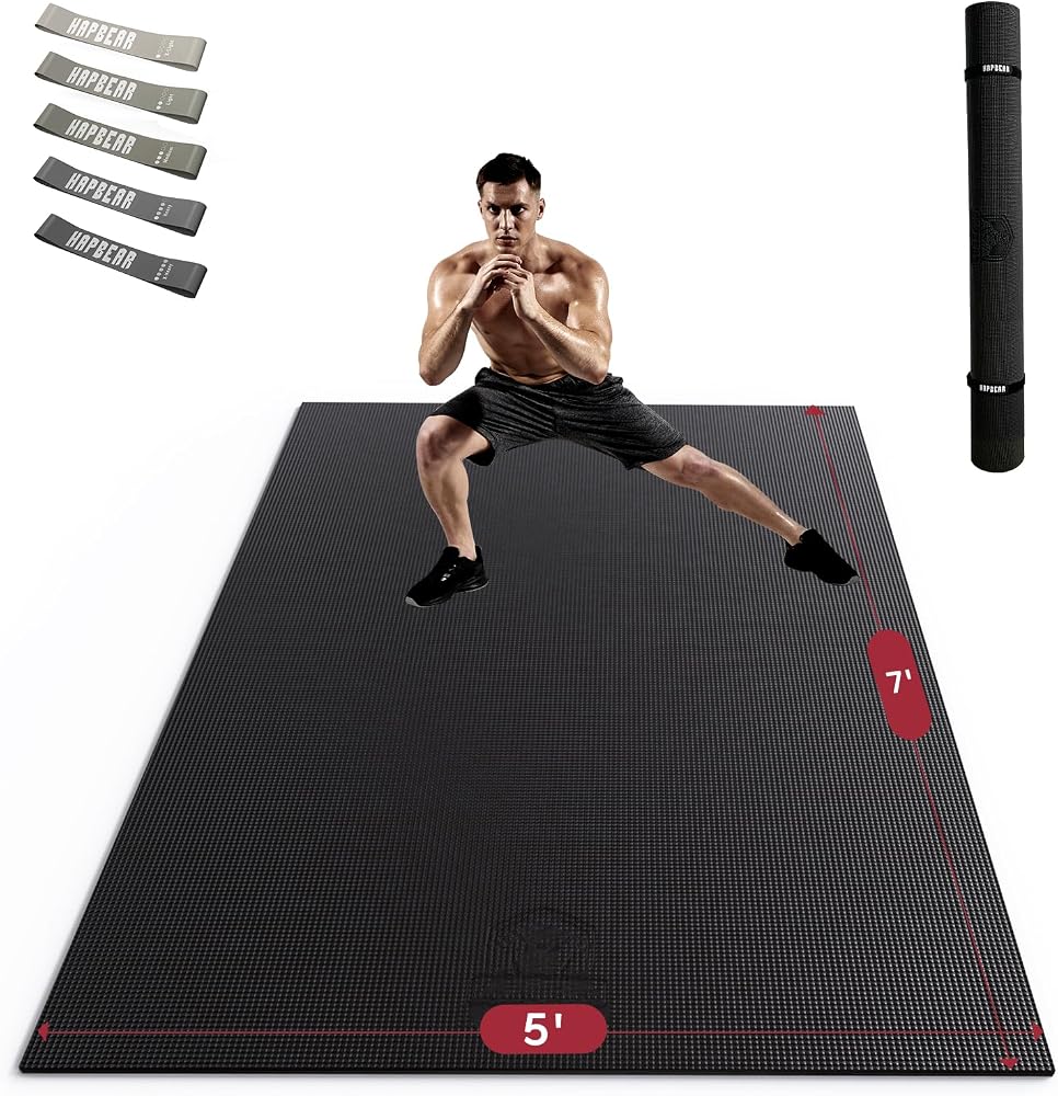 HAPBEAR Large Exercise Mat for Gym Flooring, Ultra-Durable, 8mm