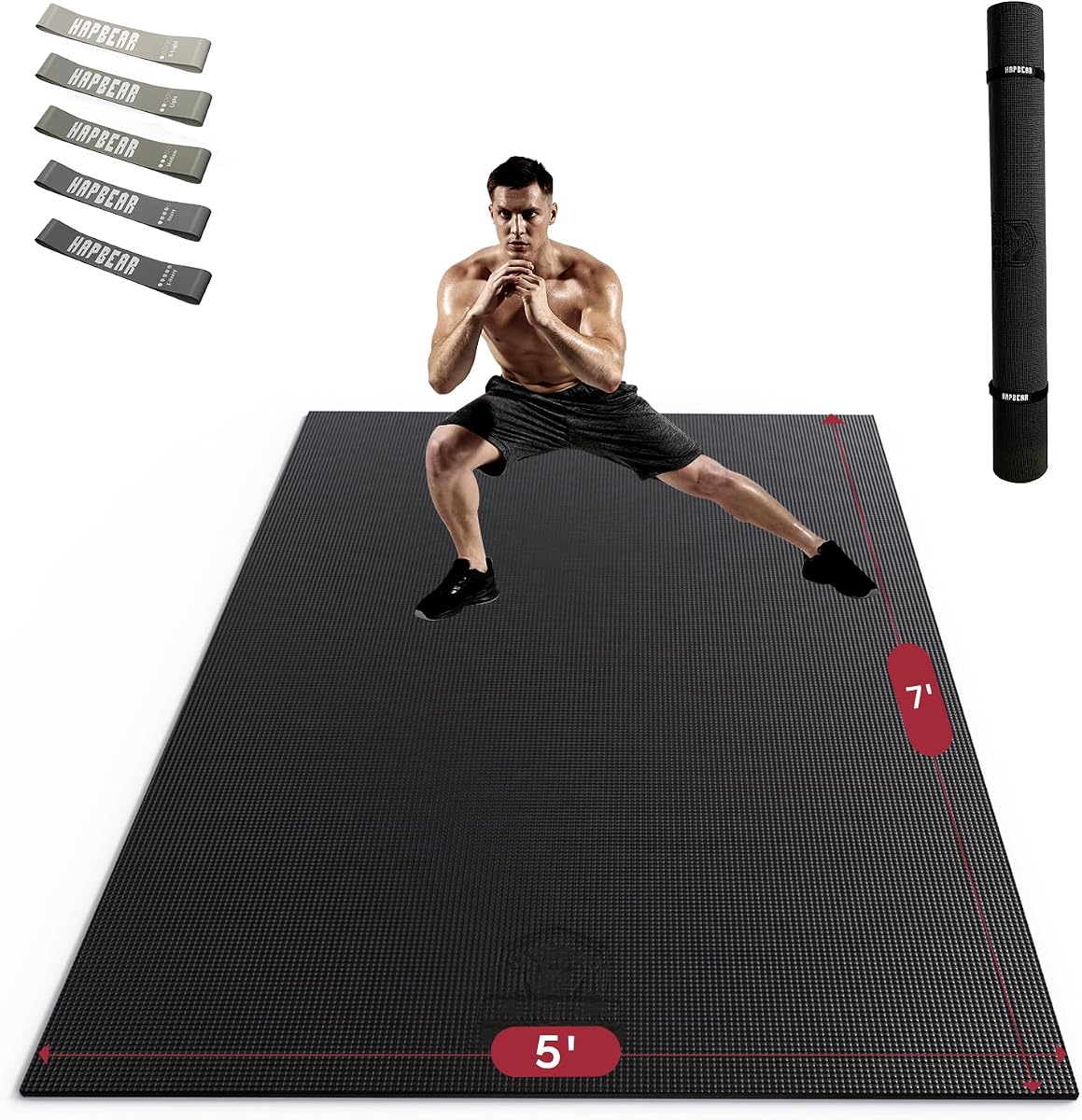 Large Exercise Mat-6'x4'/7'x5'/6'x8'/6'x9'/6'x10'/6'x12'x 1/3"(8mm) | Non-Slip, Ultra Durable, Thick Workout Mat for Home Gym Flooring, Cardio, Yoga & Fitness; High-Density, Shoes-Friendly