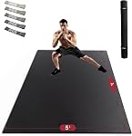 Tapis d'exercice extra large HAPBEAR - 7'x5'x8mm (1/3 pouce), compatible avec les chaussures, antidérapant, ultra durable, tapis d'entraînement épais haute densité pour le sol de salle de gym à domicile, cardio, tapis de yoga pour fitness