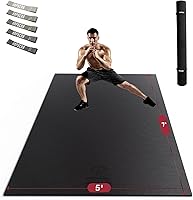HAPBEAR Extra Large 7x5 ft Exercise Mat, 8mm Thick Non-Slip Shoes-Friendly Workout Mat for HIIT, Yoga, Home Gym - High-Density PVC