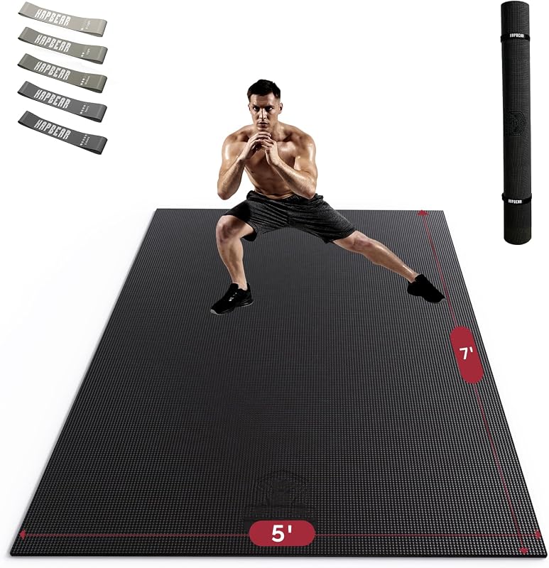 Large Exercise Mat-6'x4'/7'x5'/6'x8'/6'x9'/6'x10'/6'x12'x 1/3"(8mm) | Non-Slip, Ultra Durable, Thick Workout Mat for Home Gym Flooring, Cardio, Yoga & Fitness; High-Density, Shoes-Friendly