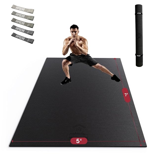 HAPBEAR Extra Large Exercise Mat-7x5 6x8 6x9 6x10 6x12x8mm 1 3 inch Non-Slip Ultra Durable Thick Workout Mats