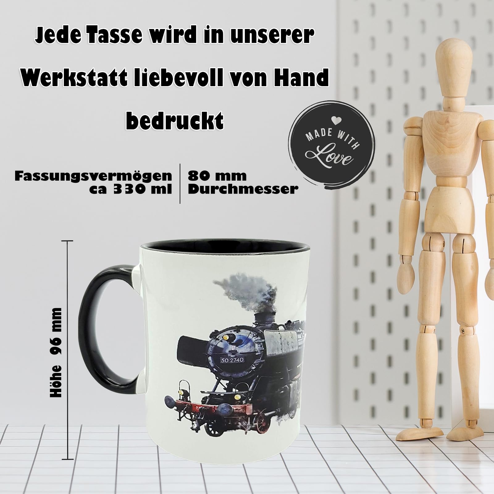 Personalisiertee Kindertasse Eisenbahn – Kunststoff-Becher Mit Wunschname, 300 Ml, BPA-frei, Für Lokführer-Fans