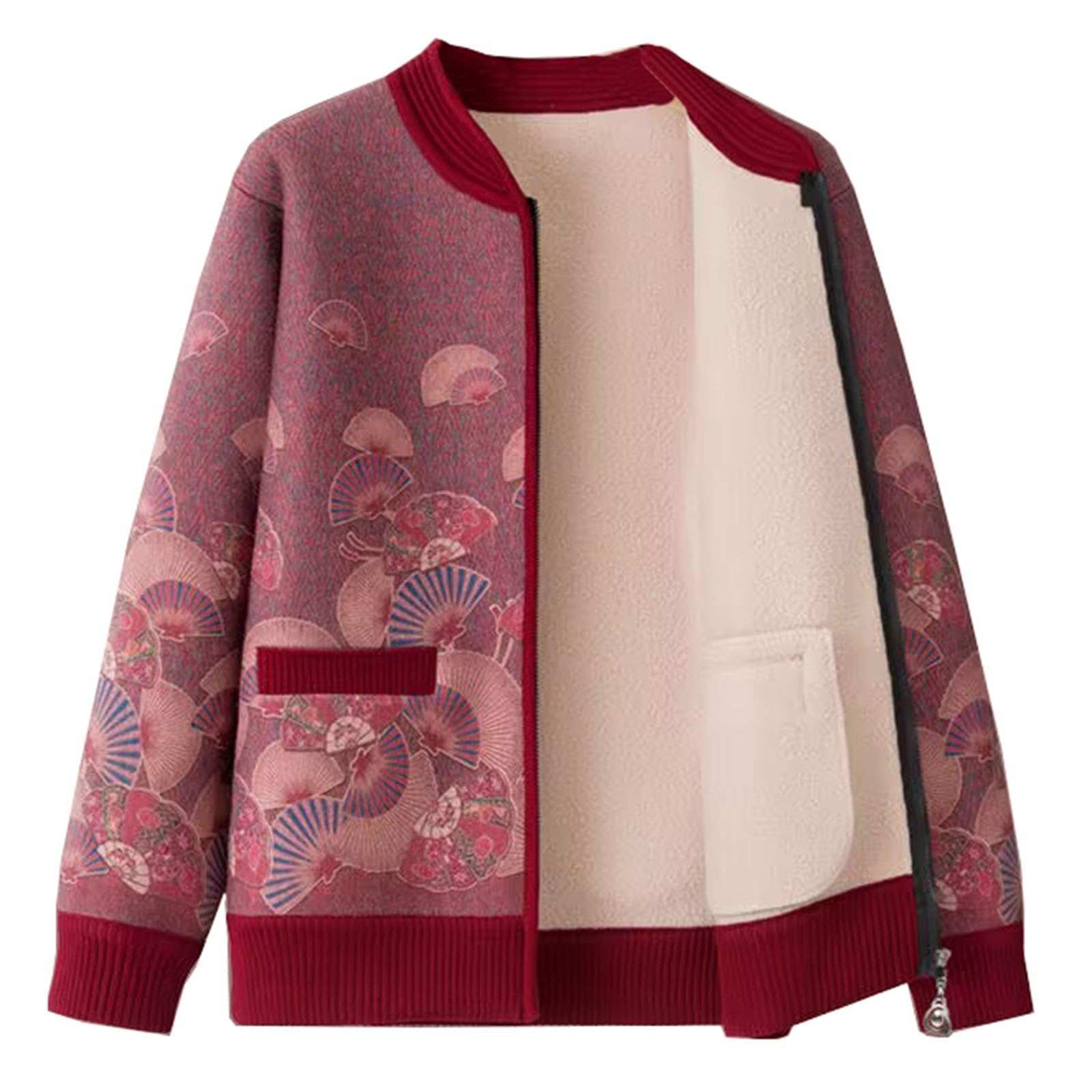 Grandma Middle-Aged And Elderly Womens Jacket Cardigan Winter Soft Casual Everyday Long Sleeve Coat Autumn Spring Warm Tops
