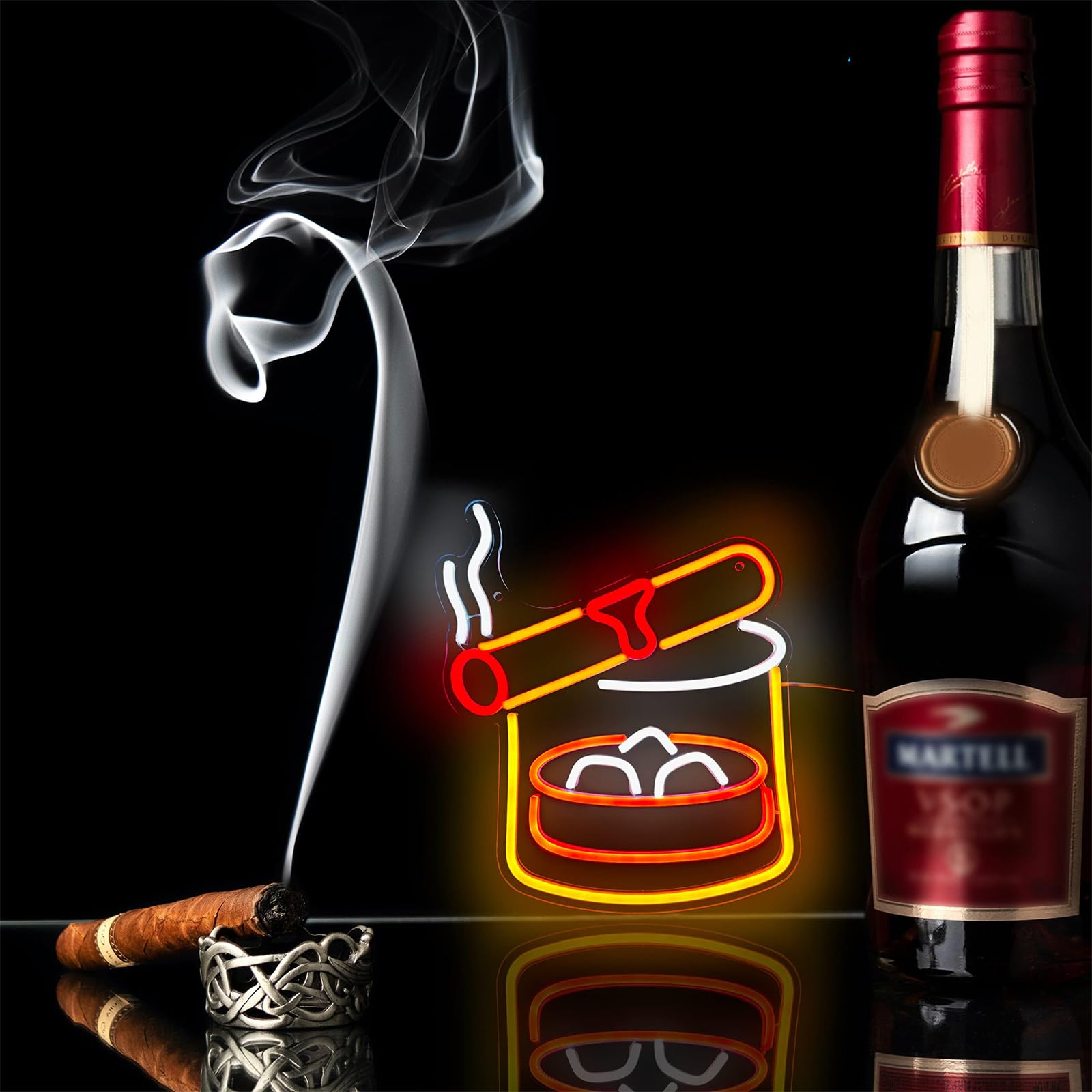 Cendrier néon LED à suspendre pour fête d'Halloween, restaurant, bar, boutique, cadeaux pour décoration murale, chambre à coucher, USB, avec interrupteur