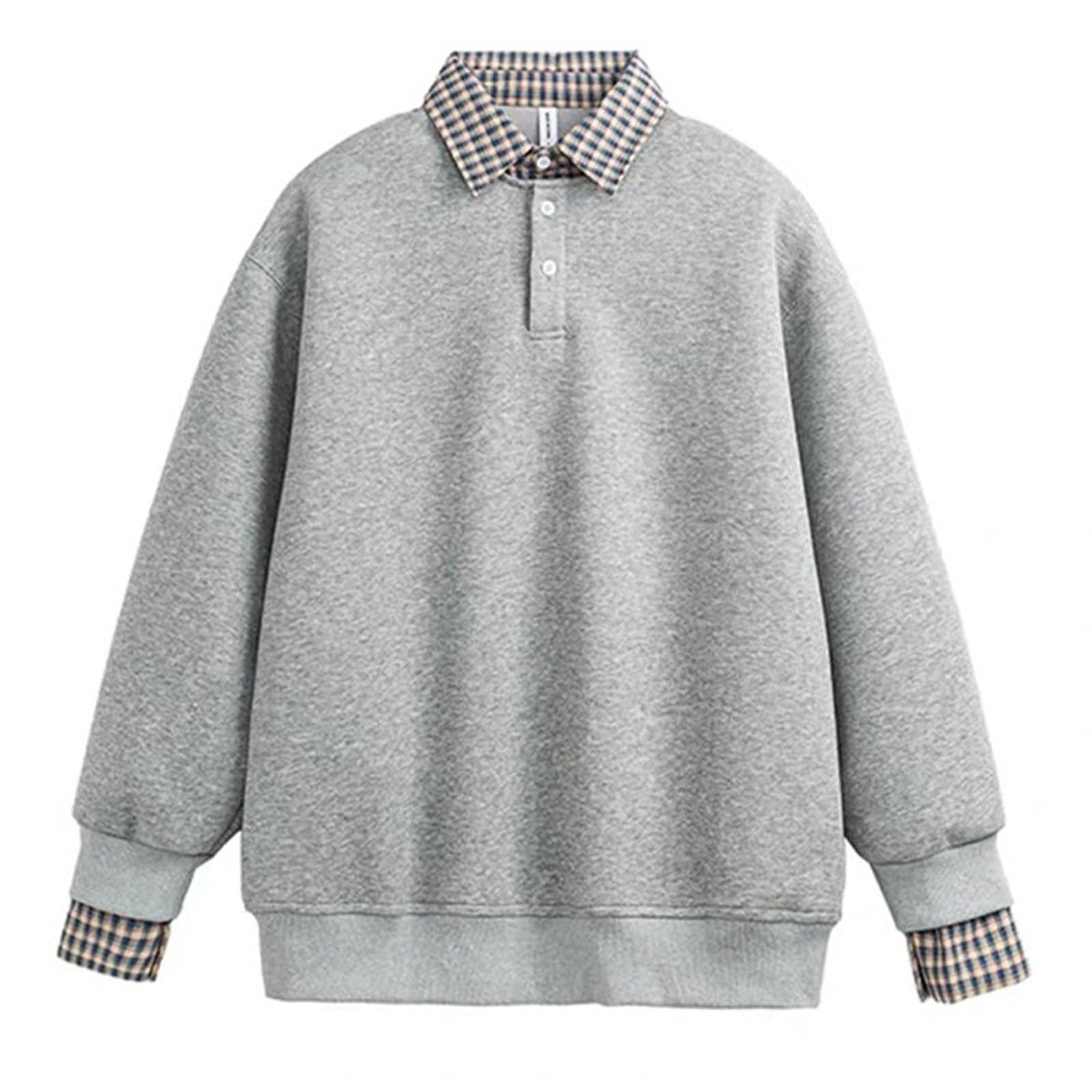 Sudaderas De Hombre Men's Sports Casual Shirt Plaid Collar Button Sweatshirt Reflectantes Oversize Camisa Manga Corta Ropa Verano Proteccion Solar Vento Trabajo Chaqueta Sudadera