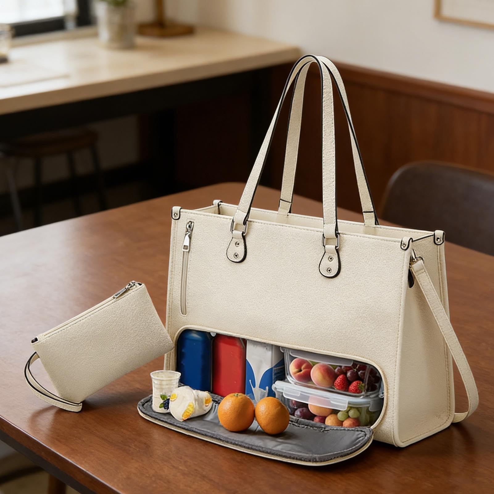 Bolsa de almuerzo para mujer isotérmica con correa ajustable y grande | Tendencia trabajo bolso portátil para teléfono, tableta, libro, bebidas, comida, universidad, etc