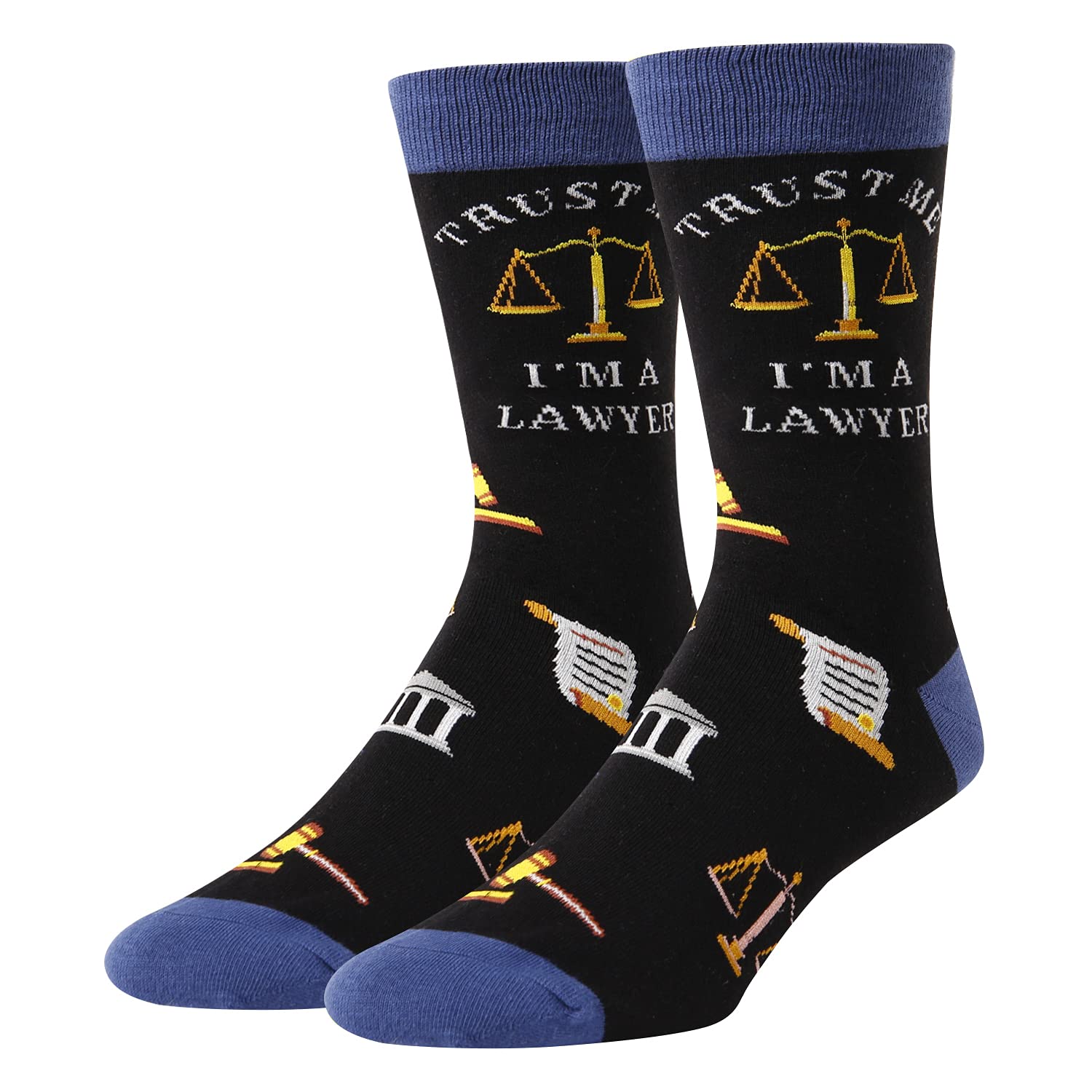 Zmart Mens Funny Occupation Teeth Med Barber Socks Crazy Doctor Dentist Police Lawyer Gift, Lawyer Black, M