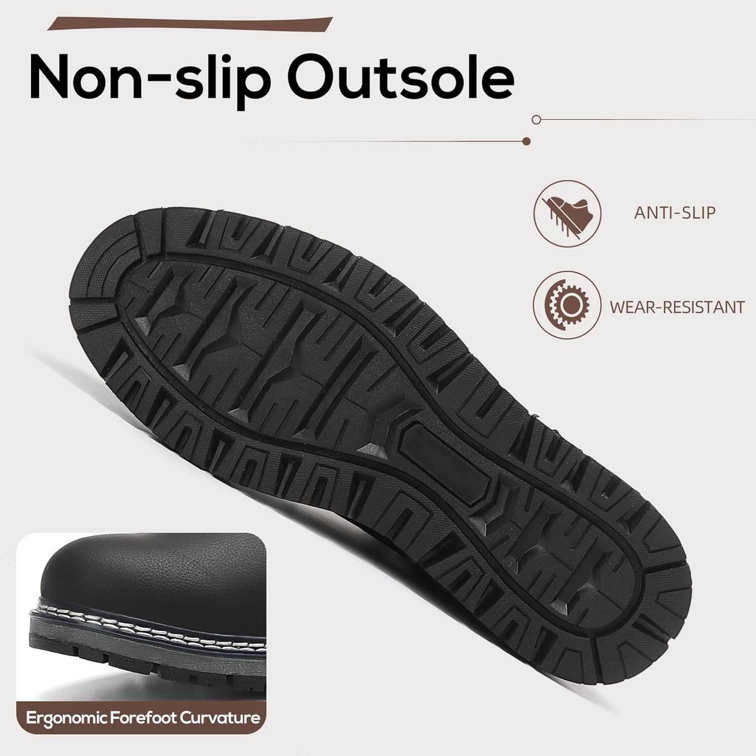 Mens Snow Boots Warm Winter Boots Non Slip Outdoor Fur Lined Shoes - Image 5