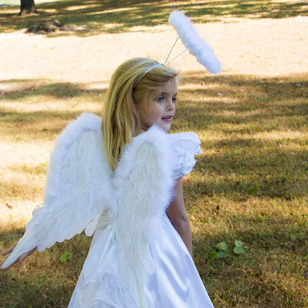ZUCKER White Angel Fairy Costume Wings - Small Adult and Teens Halloween Costume & Cosplay Feather Wings
