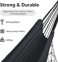 Vista 4 de SUNCREAT Hamaca colgante doble extragrande para camping, hamacas para 2 personas exteriores, resistente, gris oscuro con borlas