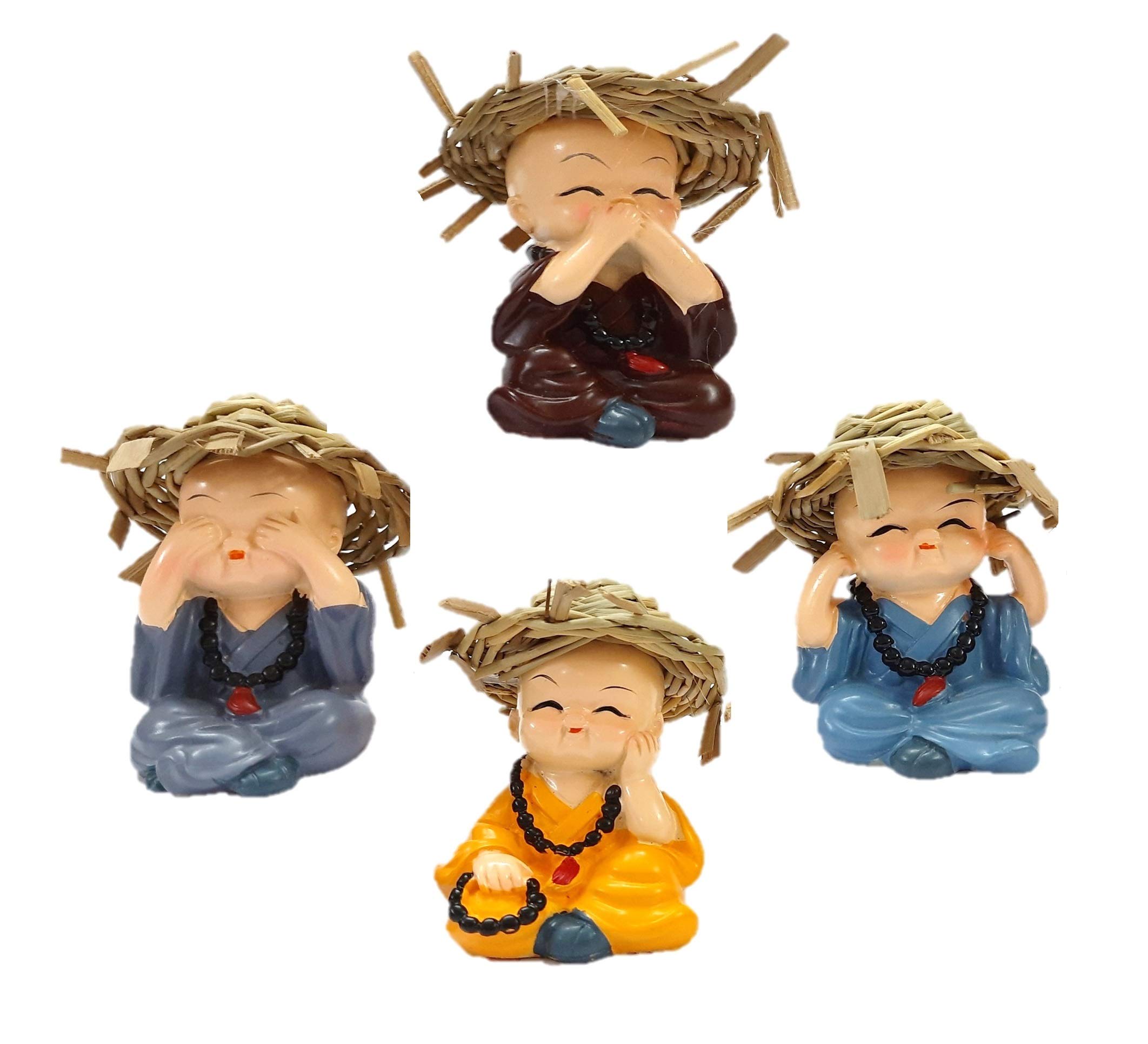 Decoration Homey Set of 4 Kungfu Monks showpiece for Home Office car deshboard Decor Statue