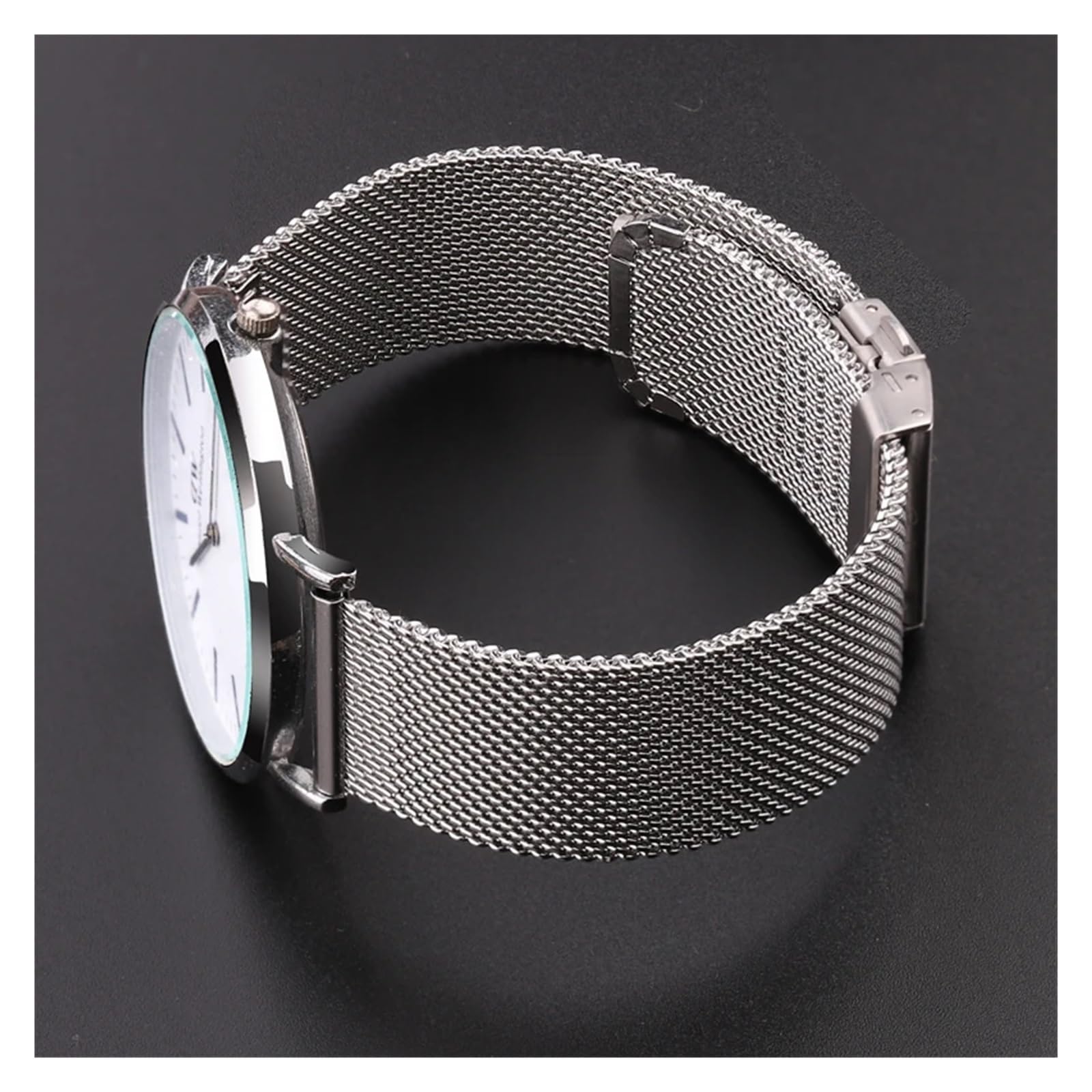 Generico Bracciale con Cinturino in Maglia milanese Loop 16mm 18mm 20mm 22mm 24mm Argento Nero Smart Watch Band 4 5 PRO Strap