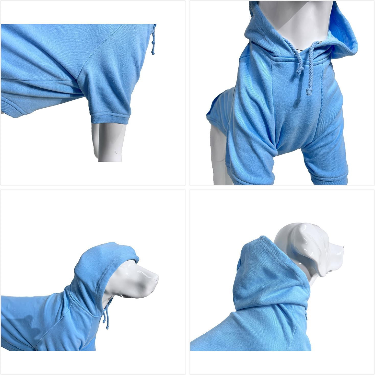 Lovelonglong Blank Basic Hoodie Sweatshirt for Dogs 100% Cotton Fits Small Medium Dachshund Large Dog Sky-Blue 3XL