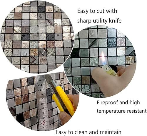 Miniatura 3 de WEIMEISC 10 hojas de azulejos para salpicaduras de cocina, azulejos de mosaico autoadhesivos, se adhieren a tocadores de baño, decoración de