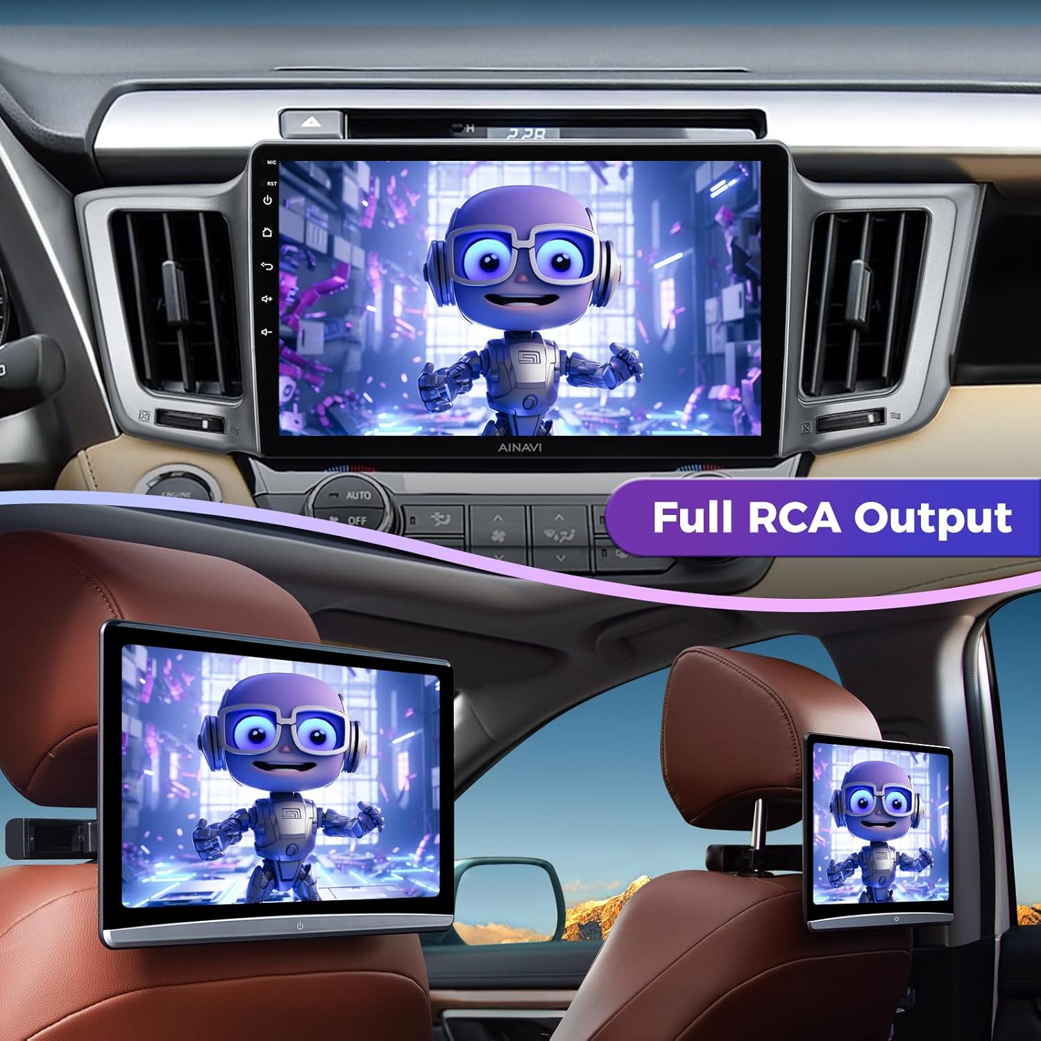 AINAVI car stereo screen showing steering wheel control configuration interface