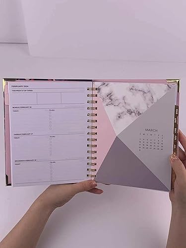 Miniatura 4 de Agenda mensualsemanal 2024, elegante diseño de flores moradas, enero a diciembre de 2024, 8.5 x 6.4 pulgadas, encuadernación en espiral doble