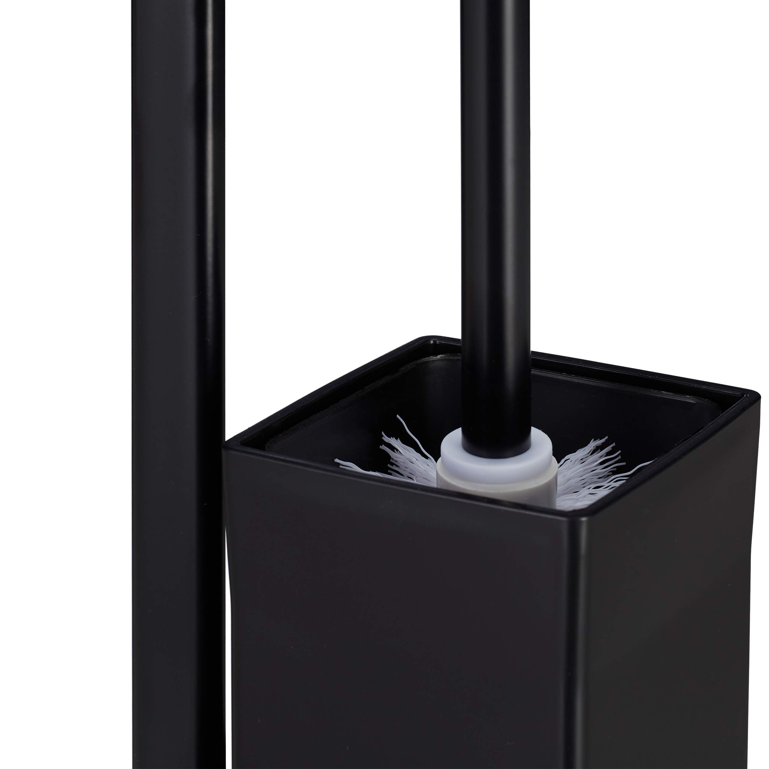 Relaxdays Set di Accessori per WC con Piantana Portarotolo, Porta Scopino, Autoportante, HxLxP: 72 x 25 x 20 cm, Nero