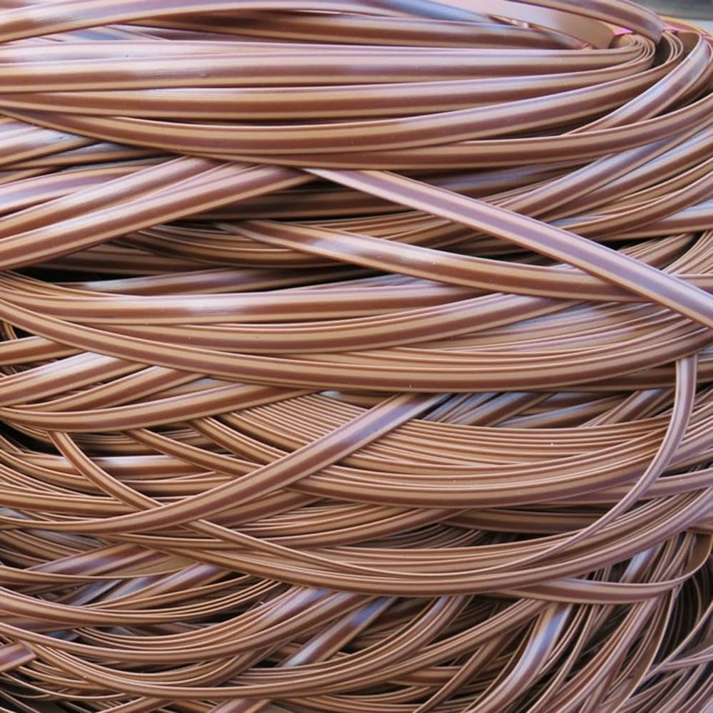Kit de réparation d'osier en plastique réutilisable, matériau de tissage en rotin plat de 197 pieds, Grain de bois PE for remplacement de chaise de Patio, 1 pièce(Brown)