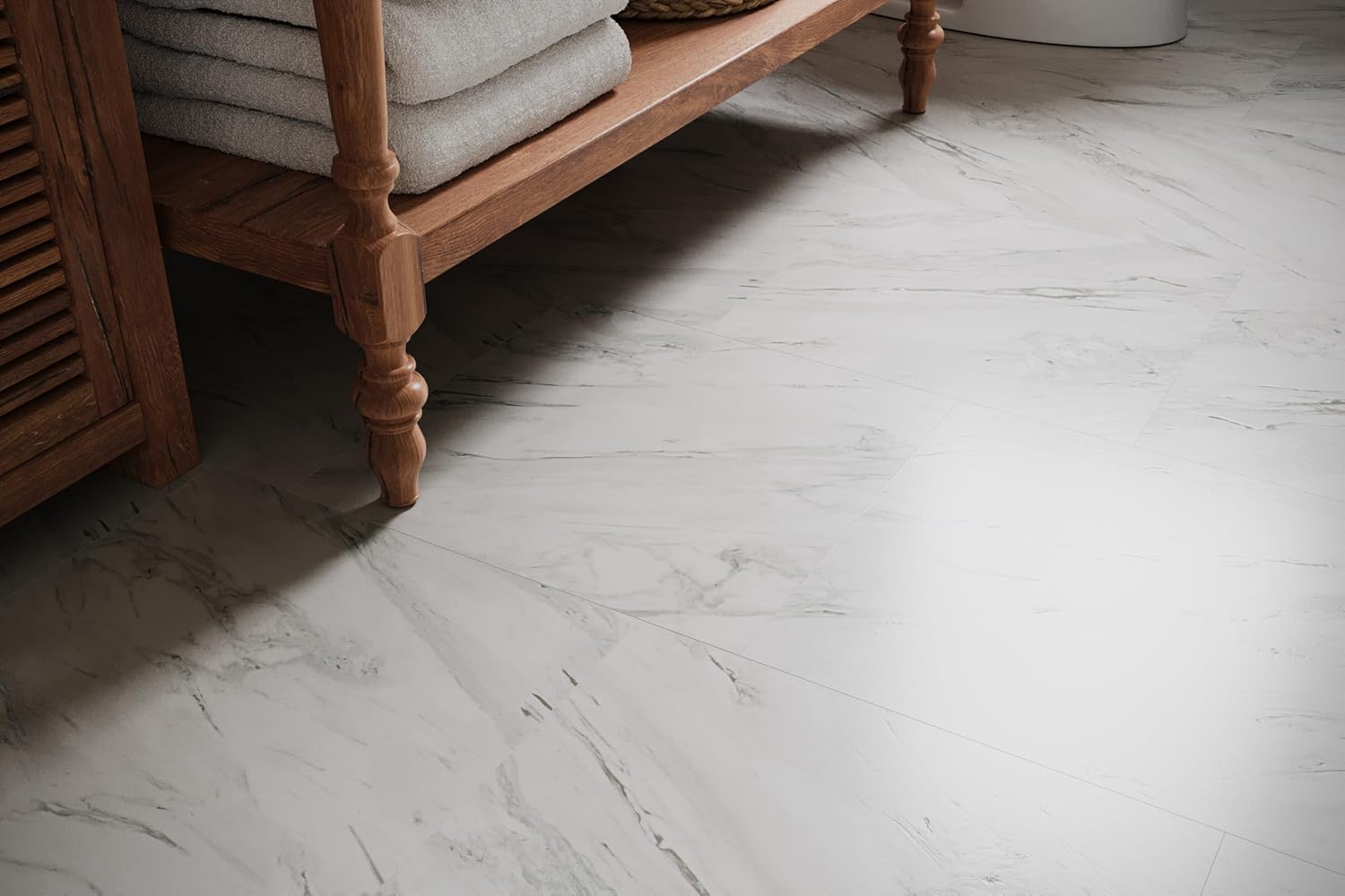 45 Sq.Ft. 18"x18" 20 Piece 2mm Thick 12mil Waterproof Peel and Stick Luxury Vinyl Tile Flooring | Lucida Surfaces BaseCore Stone Collection