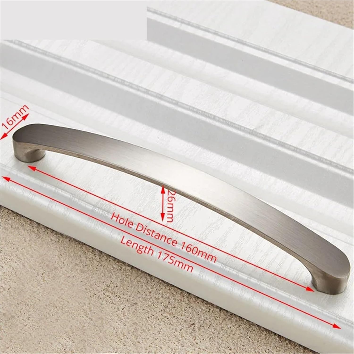 Cabinet Handles Knobs Aluminum Alloy Door Kitchen Knobs Brushed Cabinet Pulls Drawer Furniture Handle Hardware 1Pcs(160mm)