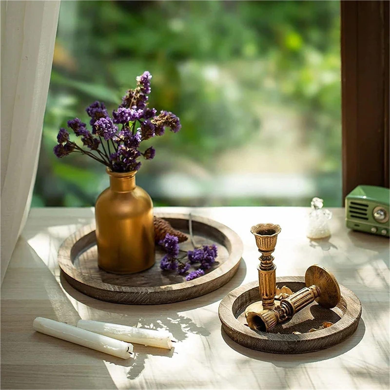 Bandeja de Madera para Servir (2 Unidades), Ideal para almacenar Frutas, Aperitivos y Frutas, Multiusos, Ideal para Bodas, Fiestas, hogar y Cocina (29 x 29 x 2,5 cm).