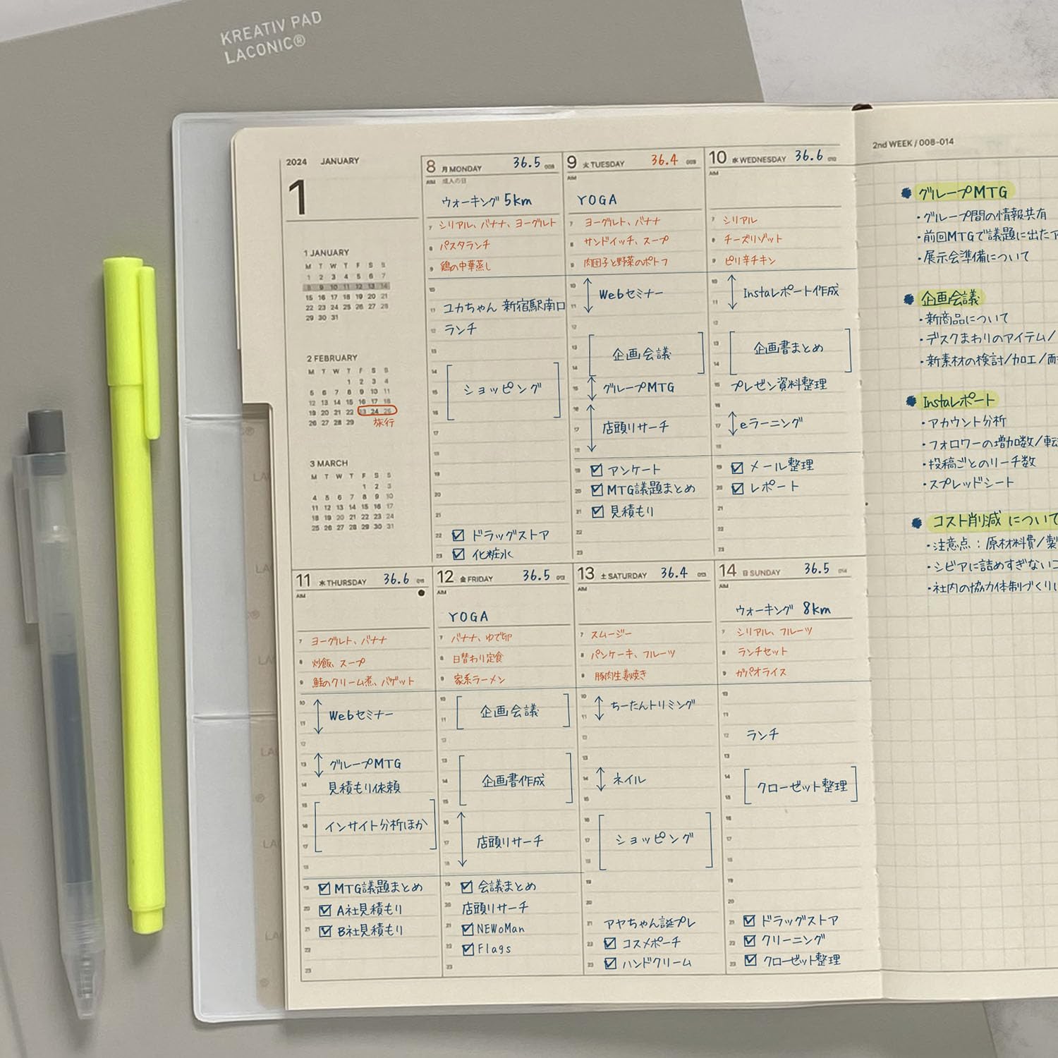Laconic LALM88-190 Notizbuch-Nachfüllpackung, startet März 2026, A5 Weekly