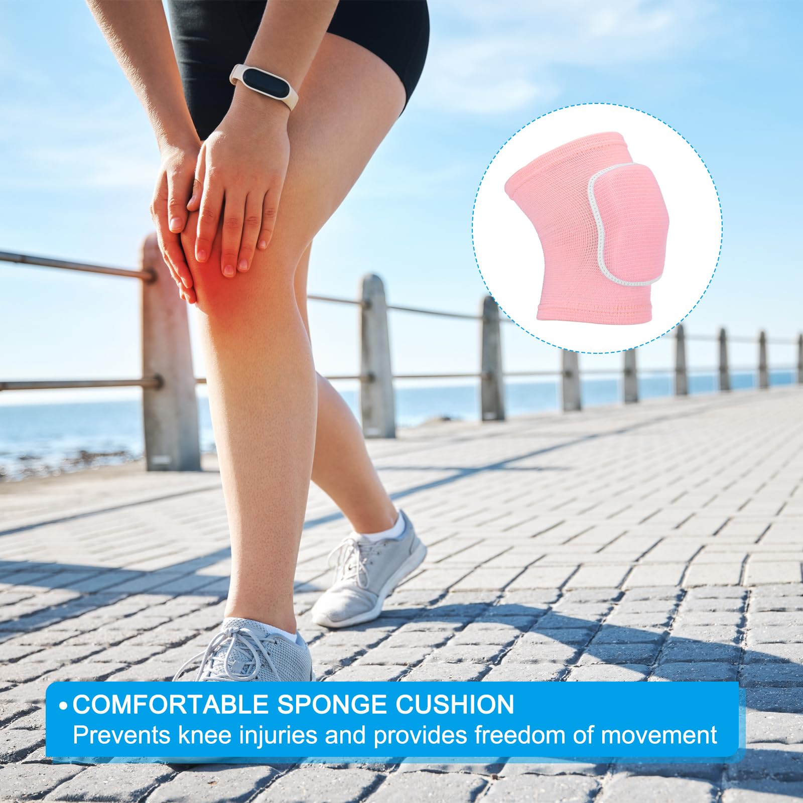 PATIKIL XS Taglia Ginocchiere Protettive, 6 Paia di Ginocchiere Spugna per Pallavolo, Traspiranti, per Ballo, per Donne e Uomini, Calcio, Basket, Allenamento, Rosa