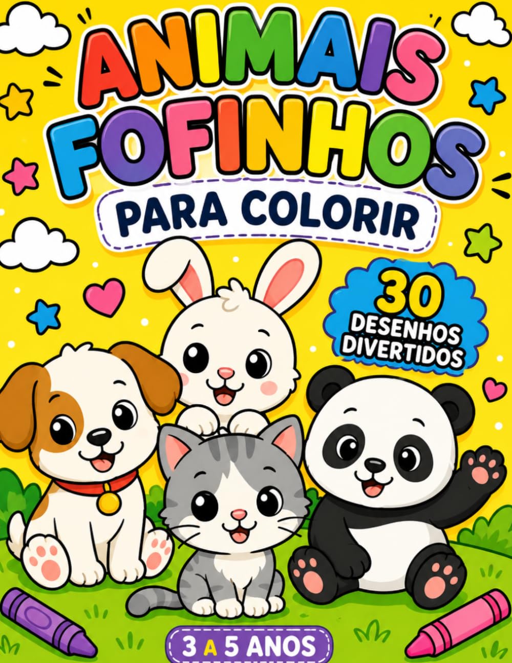 Animais fofinhos para colorir: Livro infantil para crianças de 3 a 5 anos