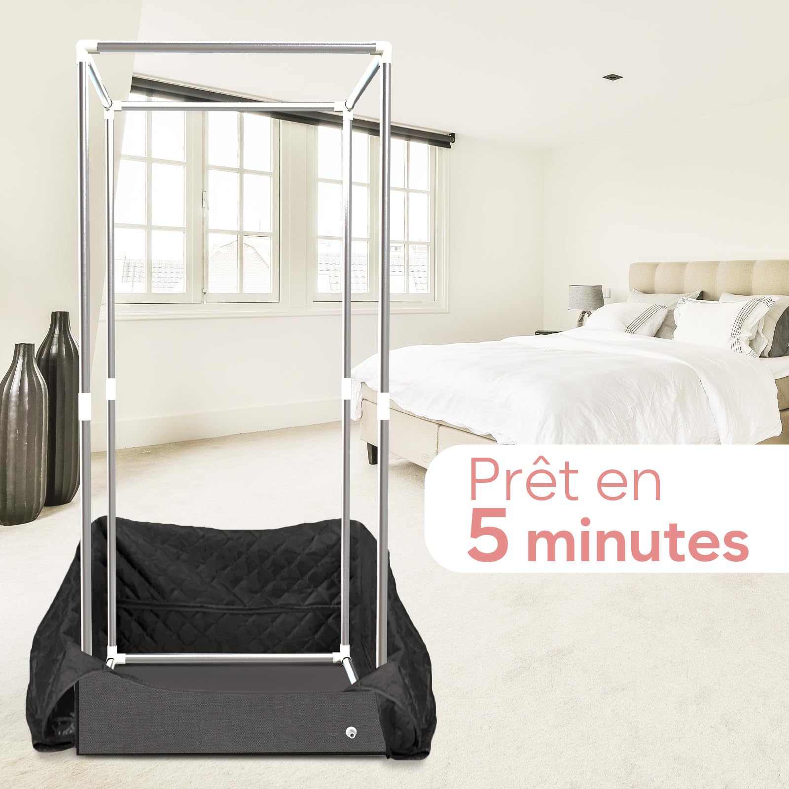 Adamson Sauna Indoor - Sauna à vapeur pour la maison - Tente de sauna pour la relaxation dans le spa à domicile - Unité de vapeur 2.6L 1000W - Chaise - Télécommande - Masseur de pieds - Nylon noir