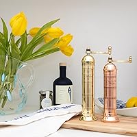 Vista 6 de El molinillo griego original de sal, 8 pulgadas de alto, molinillo europeo de cobre con manivela, molinillo manual y recargable para sal