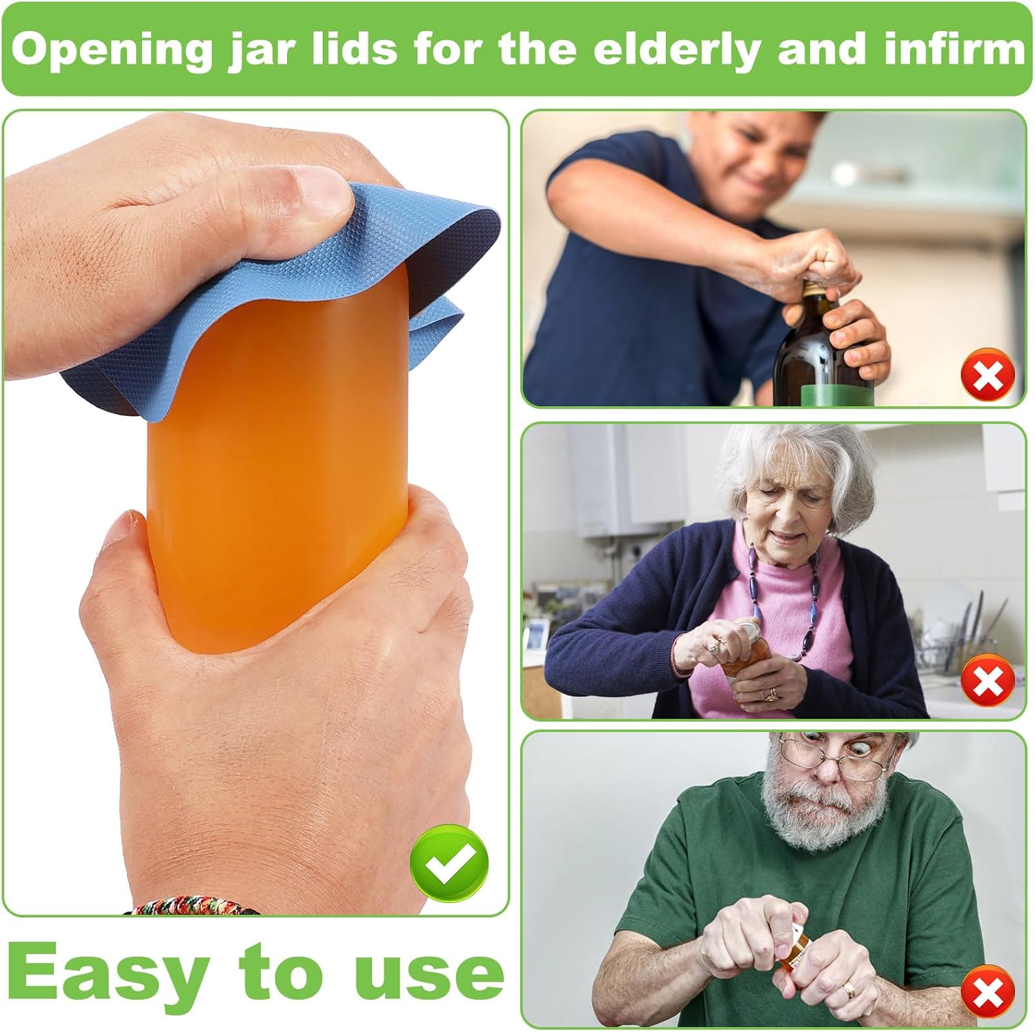 48 Pcs Jar Opener Gripper Pads, Manual Rubber Jar Opener Grippers Multi-Purpose Non-Slip Bottle Lid Openers Round Square Kitchen Jar Opener Table Pads for Elderly Children Women Weak Hands (48)